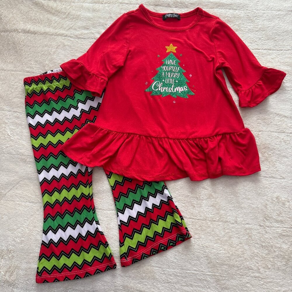 Rare Too Toddler Baby Christmas Outfit Pullover Top + Flared Pants - 24 Months
